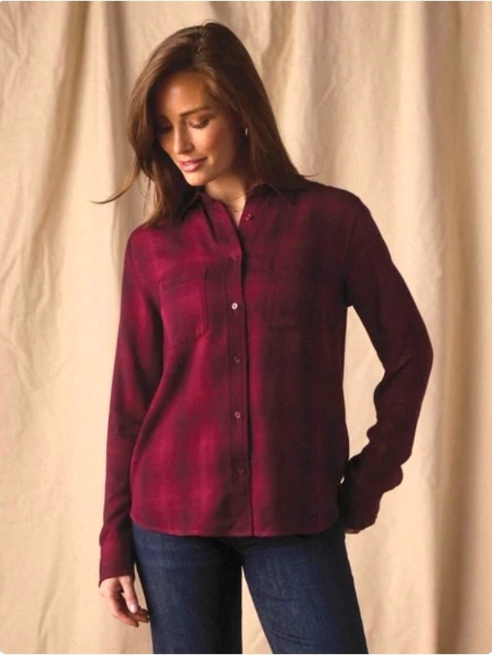 The Normal Brand Harper Button Up Fig Plaid Lightweight Preppy Shirt Size Large